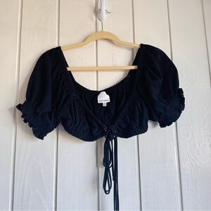 Skylar + Madison Front Tie Puff Sleeve Top